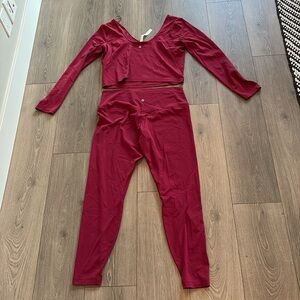 Lululemon Align SET SIZE 14 High-Rise Pant 28" and Long Sleeve Shirt Pomegranate